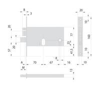 Serratura metallo infilare elettrica 14461 cisa b.q zinc f.mm 20 f.ovale+scr+m2