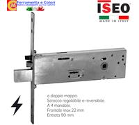 Serratura Elettrica Porta Metallo Reversibile ISEO a Infilare DOPPIA MAPPA E90mm