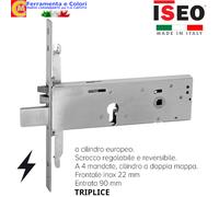 Serratura Elettrica Porta Metallo Reversibile ISEO Infilare Cilindro EU Triplice