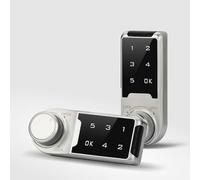 Serratura elettronica con combinazione touch, serratura rotativa con blocco automatico e allarme per porte in legno e acciaio, sicurezza in lega di zinco per palestra, scuola, casa, argento, 20 mm/30