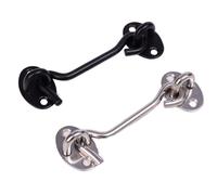 Serratura for porta con chiusura a gancio e occhiello, confezione da 6 | Chiusura for la privacy della porta del fienile scorrevole in acciaio inossidabile con viti(Silver)