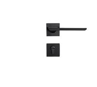 Serratura for porta grigia, moderna e minimalista, camera da letto, silenziosa, in legno massello, in lega di zinco nera, con serratura magnetica integrata(Cool black5845 magnetic)