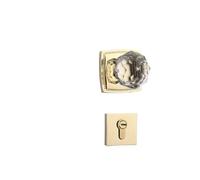 Serratura for porta in cristallo Serratura a sfera American Golden Light Lucchetto for porta interna di lusso Semplice stile europeo Camera da letto Serratura silenziosa divisa(193Golden door lock)