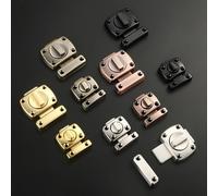 Serratura for porta in legno con chiusura non perforata, fibbia for porta in lega di zinco ispessita antifurto, piccola chiusura girevole apribile, 1 pezzo(No holes black small)
