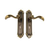 Serratura for porta in legno massello di rame puro in stile cinese, serratura for porta interna retrò for camera da letto, maniglia silenziosa in stile europeo, maniglia semplice(224 24 Bronze)
