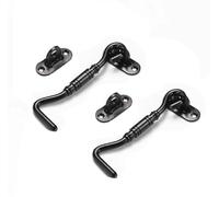 Serratura for porta scorrevole, 2 pezzi da 4''/6''/8'' con gancio e occhiello, cancello girevole for finestra viti di montaggio for cabina del capannone(Black,6'')