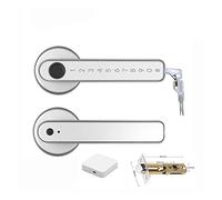Serratura Intelligente Blocco biometrico intelligente for impronte digitali con telecomando compatibile APP Tuya for porta in metallo in legno for interni(Silver with gateway)