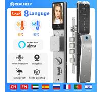 Serratura intelligente compatibile con Alexa con codice di accesso per impronte digitali Videocitofono con riconoscimento facciale 3D e IP67 impermeabile Tuya Smart Life