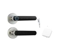 Serratura intelligente, Password biometrica for impronte digitali Smart Lock Serratura digitale elettrica Maniglia for porta di sicurezza senza chiave in lega zinco for la casa(Silver)