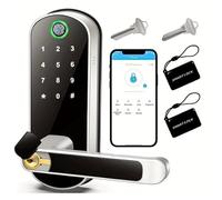Serratura intelligente per porta con impronte digitali con telecomando app, touch screen digitale WiFi, ingresso senza chiave, impermeabile NFC, lega di alluminio, batteria di backup USB, include 2