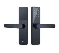 Serratura intelligente per porte con controllo app Tuya, diversi metodi di sblocco tra cui password, carta, chiave meccanica e gestione remota, struttura in metallo nero per una maggiore sicurezza