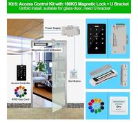 Serratura Magnetica, Kit di controllo accessi esterno Set tastiera RFID impermeabile 125KHz 13.56MHz NFC 180KG serratura magnetica elettrica serrature di sciopero(Kit6 (180KG Lock U))