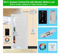 Serratura Magnetica, Kit di controllo accessi esterno Set tastiera RFID impermeabile 125KHz 13.56MHz NFC 180KG serratura magnetica elettrica serrature di sciopero(Kit3 (Strike Lock))