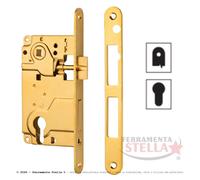 SERRATURA MONTANTE VERTICALE CILINDRO EUROPEO INTERASSE 85 MM ENTRATA 50 MM ORO