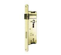 Serratura patent con bordo tondo E50 interasse 90 frontale 18 ottonata Ottone lucido