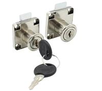 Serratura per armadio, Cilindro di serratura for cassetti in lega di zinco con 2 chiavi argento(Small)