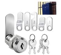 Serratura per Cassetta delle Lettere e Armadietto, 16 mm, con 4 Chiavi e 5 Piastre di Serratura Diverse, Serratura a Camme in Lega di Zinco Cromata, Ø 18 mm, Adatta per Porte e Cassetti