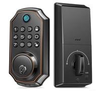 Serratura per porta con impronta digitale abilitata Tuya con tastiera touch per ingresso sicuro e monitoraggio remoto tramite app mobile (nero e oro)