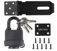 Serratura per porta con lucchetto e viti, resistente e graffetta con lucchetto in acciaio inox, per camera da letto, giardino, finestre, capannone, garage, armadio, colore: nero