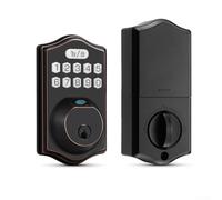 Serratura per porta di accesso alle impronte digitali con ingresso password e opzione chiave fisica, per zone ad alto traffico (nero con oro)