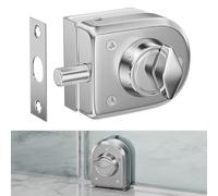 Serratura per porta in vetro senza cornice in acciaio inossidabile 304, blocco a pavimento, chiavistello a terra, serratura di sicurezza, senza fori, adatta per vetro da 10-12mm, finitura spazzolata.