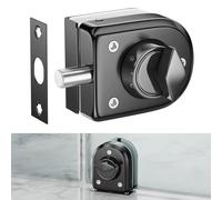 Serratura per porta in vetro senza cornice in acciaio inossidabile 304,blocco a pavimento,chiavistello a terra,serratura di sicurezza,senza fori,adatta per vetro da 10-12mm,finitura nera spazzolata