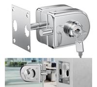 Serratura per porta in vetro senza fori, finitura cromata lucida, con chiave e pomello, alta sicurezza, acciaio inox 304, per vetro temperato 10-12 mm, installazione facile, design moderno antiscasso