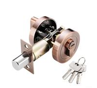 Serratura per porta interna a cilindro singolo con chiave da un lato e giro a pollice dall'altro per porte residenziali standard (rame)
