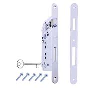 Serratura per Porta Interna a Incasso AGB serie PATENT GRANDE. Entrata 50, Interasse 90. (Fronte 22x238, SCROCCO - CATENACCIO - CHIAVE, NICHELATO Lucido)
