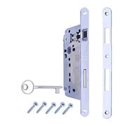 Serratura per Porta Interna a Incasso AGB serie PATENT GRANDE. Entrata 50, Interasse 90. (Fronte 22x238, SCROCCO - CATENACCIO - CHIAVE, CROMATO Opaco)