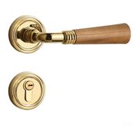 Serratura per porta interna in noce vintage, maniglia in lega di zinco, meccanismo magnetico silenzioso, bordi arrotondati ergonomici resistenti alla ruggine per camera da letto (F)