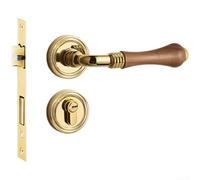 Serratura per porta interna in noce vintage, maniglia in lega di zinco, meccanismo magnetico silenzioso, bordi arrotondati ergonomici resistenti alla ruggine per camera da letto (A)