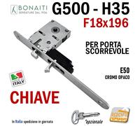 SERRATURA PER PORTA SCORREVOLE BONAITI G500 H35 GANCIO A TIRARE F18X196 CHIAVE