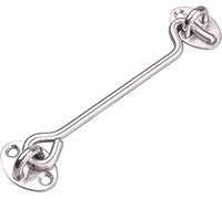 Serratura per porta scorrevole, chiusura con gancio e occhiello in acciaio inox, ideale per finestre, camere da letto, porte scorrevoli e serrature (argento spazzolato, 6 pollici)