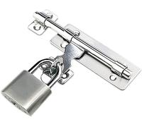 Serratura per porta scorrevole, confezione da 2 chiavistelli, resistente, con viti e lucchetto, in acciaio inox ispessito, serratura scorrevole per porta (15,2 cm)