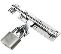 Serratura per porta scorrevole, confezione da 2 chiavistelli, resistente, con viti e lucchetto, in acciaio inox ispessito, serratura scorrevole per porta (20,3 cm)