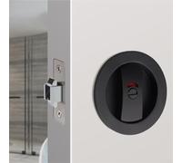 Serratura per porta scorrevole rossa e verde, serratura circolare a doppio gancio, serratura per porta scorrevole per bagno (colore nero)