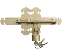 Serratura per porta scorrevole, serratura a chiave, serratura per porta spessa 2 mm, con serrature in ottone e chiodi in rame, fermagli e serrature in rame, la tua privacy (Bras,60 cm)