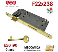 SERRATURA PORTA AGB PATENT BT F 238x22 E50 I90 CHIAVE BORDO TONDO 22X238mm CR OT