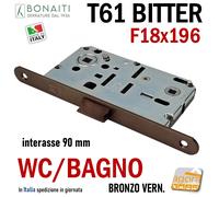 SERRATURA PORTA BONAITI B- BITTER FRONTALE 18X196 E50 I90 WC BAGNO T61 CR BR OT