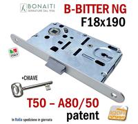 SERRATURA PORTA BONAITI BITTER A80 T50 PATENT FRONTALE 18x190mm ARGENTO E50 I90
