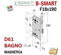 SERRATURA PORTA INTERNA MAGNETICA B-SMART BONAITI FRONTALE 18X190 / 18x196 E50
