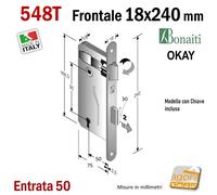 SERRATURA PORTA INTERNA OKAY 548T BONAITI FRONTALE TONDO 18X240 int 90 CHIAVE