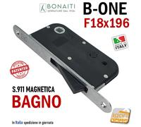 SERRATURA PORTA MAGNETICA B-ONE BONAITI 911 FRONTALE 18X196 INT90 BAGNO WC CR.S