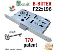 SERRATURA PORTA PATENT FRONTALE 22x196mm BONAITI B-BITTER T70 CROMO E50 i90