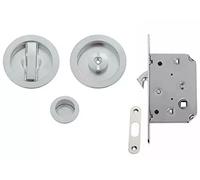 Serratura Porta Scorrevole Kit Tondo Cromo Satinato