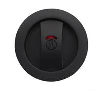 Serratura rotonda con gancio integrato progettata per bagno e porte scorrevoli, struttura in lega di zinco garantisce durata e visibilità chiara dello stato di blocco (nero)