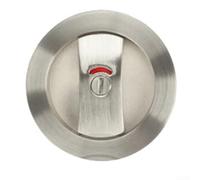 Serratura rotonda per porta con indicatore di direzione con chiusura a gancio integrata per bagno e porte scorrevoli, in lega di zinco, per porte in legno, 30-50 mm (argento)