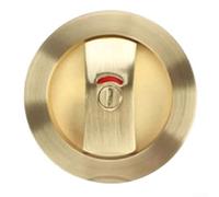 Serratura rotonda per porta con indicatore di direzione con chiusura a gancio integrata per bagno e porte scorrevoli, in lega di zinco, per porte in legno, 30-50 mm (oro)