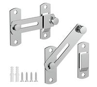 Serratura scorrevole a 180 gradi per la privacy, serrature e chiavistelli sicure per porta del fienile, porta per animali domestici, bagno, esterni, garage, finestre, porte scorrevoli (argento 2)